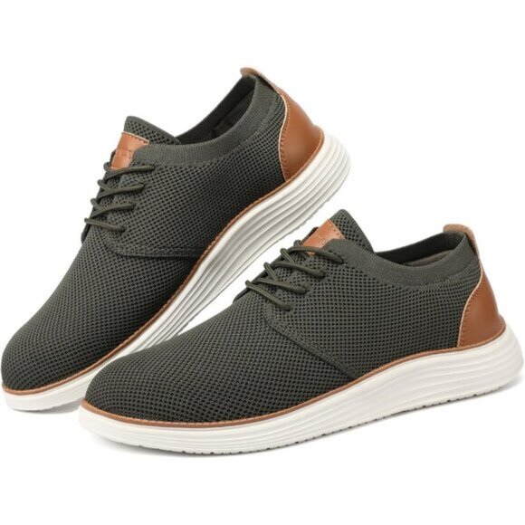 ⚡VILOCY Men's Army Green Fashion Business Comfortable Breathable Dress Sneaker - Picture 6 of 7